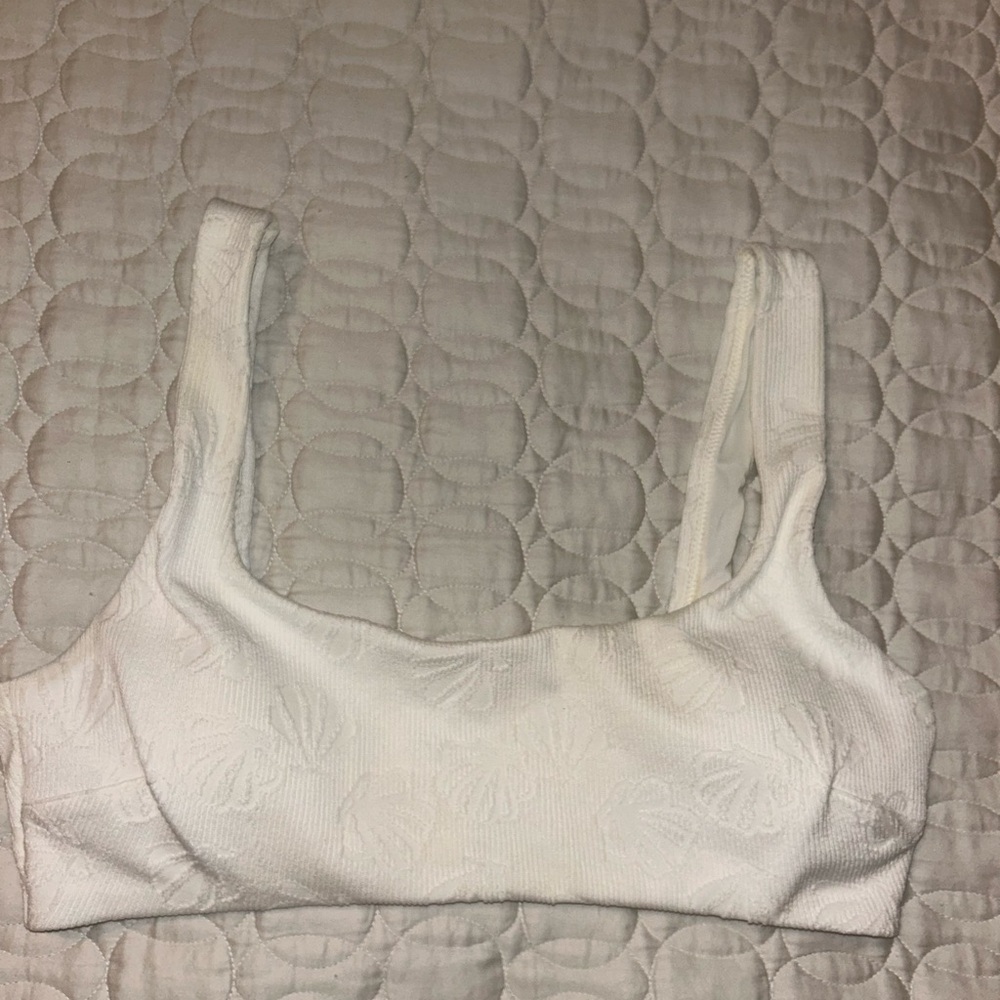 Aerie White Textured Bikini Top